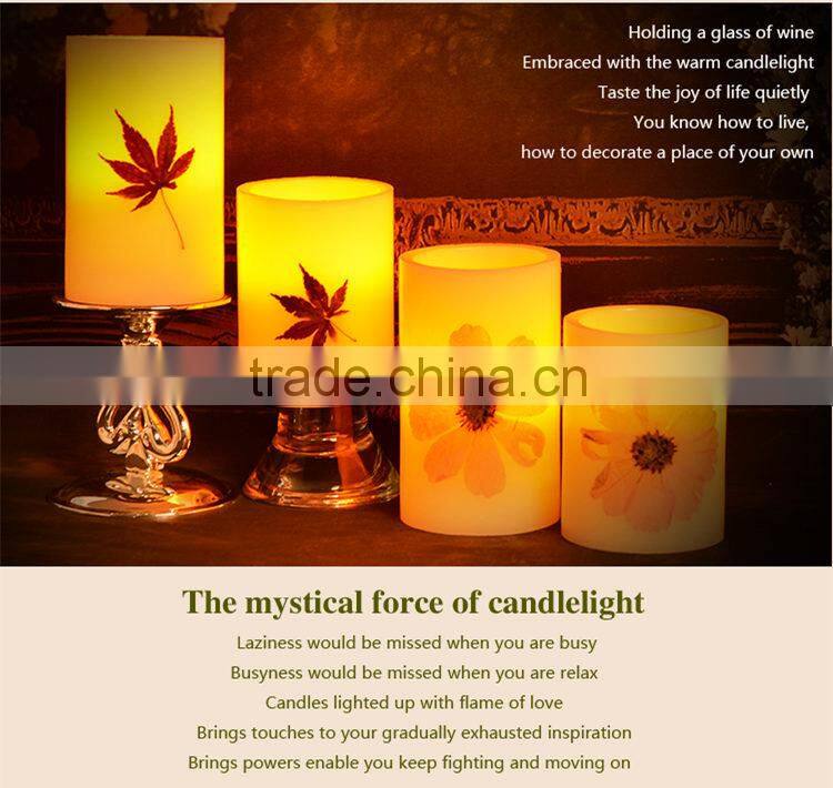 Embedded maple and flower flameless led candle light