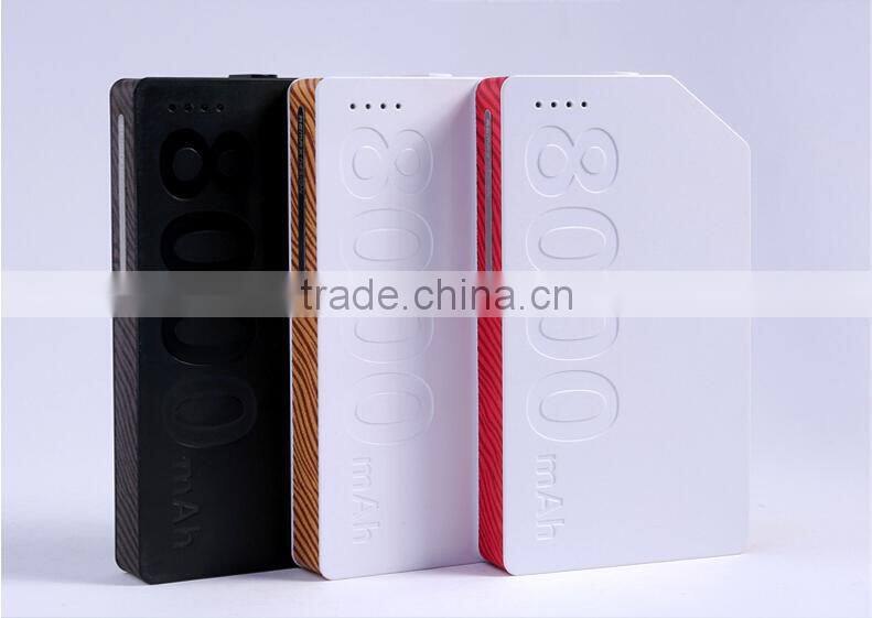 2015 manufacture supply, fast charging smart mobile portable cell phone power bank 8000mah