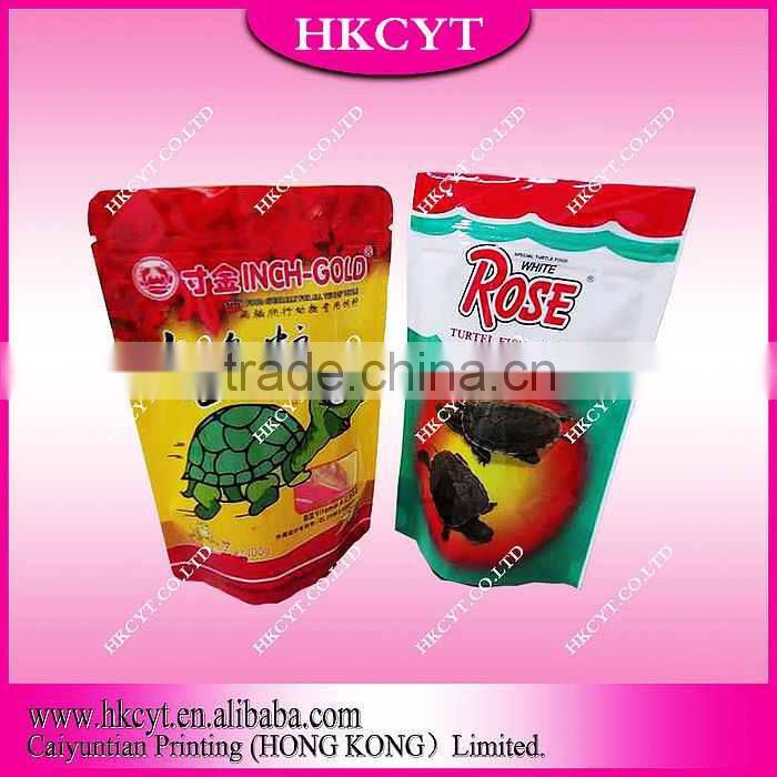 Fish feed packaging bag/fish food plastic packaging bag with zipper/Bottom guseet food grade plastic paakaging