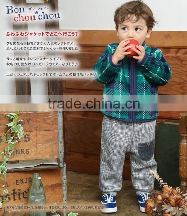 Japanese wholesale products cute stock jackets baby clothes check pattern for winter infant wear children garment kids clothing