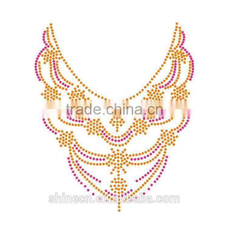 New design shirt collar motif Middle east quality Fashion customized hotfix rhinestone heat transfer motif