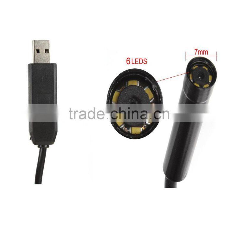 2M Cable Length Endoscope 7mm Lens Waterproof IP67 Mini USB Endoscope Camera Inspection Borescope Tube Snake Scope 6 LEDs