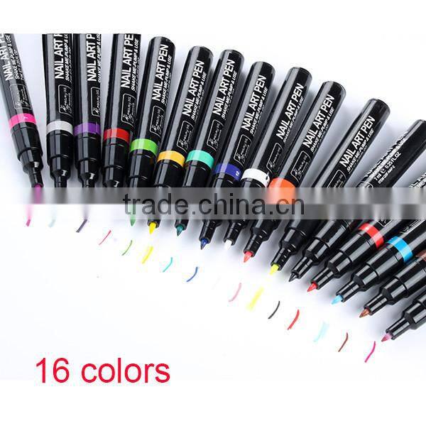 3D DIY Decoration Polish Set Design Paint UV Gel Acrylic Powder Different False Tips 16Colors Nail Art Pen