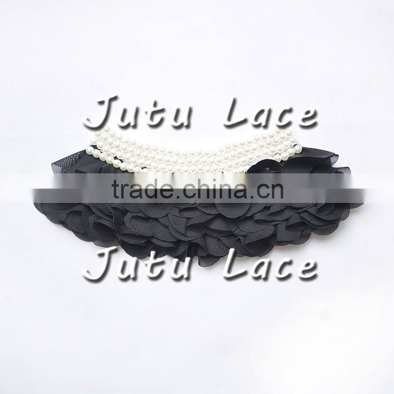 shabby chiffon collar with pearl centre- garment accessories