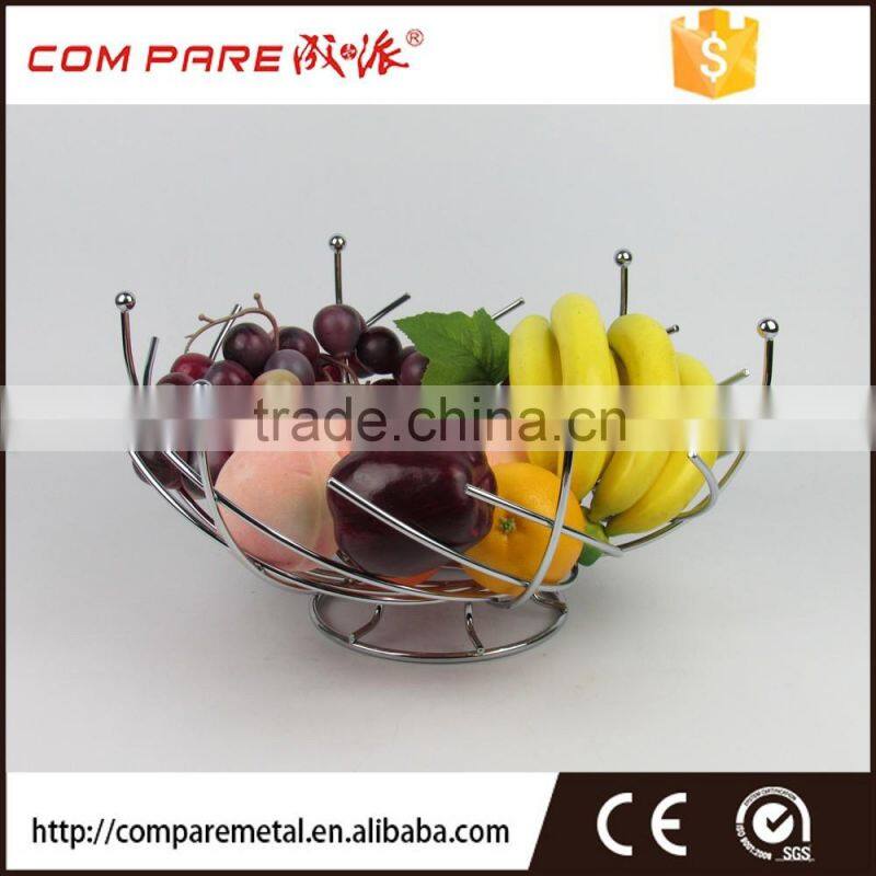 Iron Wire Apple Fruit Holder With 2 Baskets, Silver