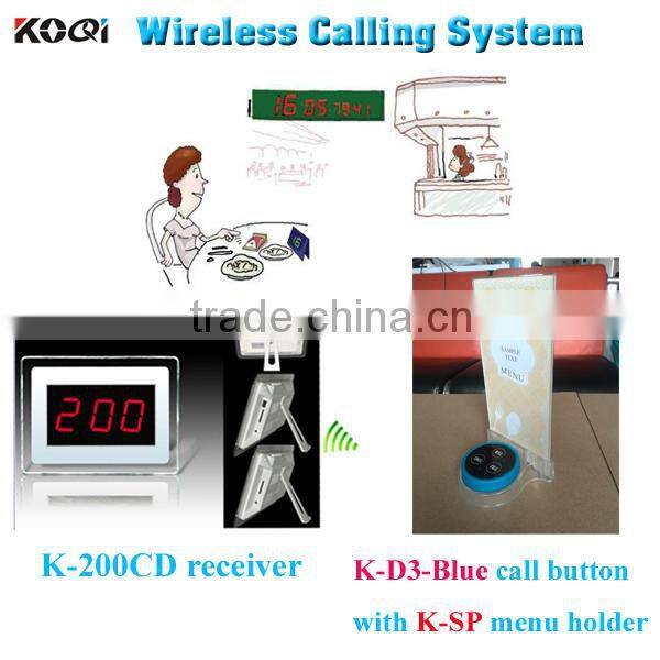 wireless queue management system for restaurant in 433mhz with menu holder hot sales