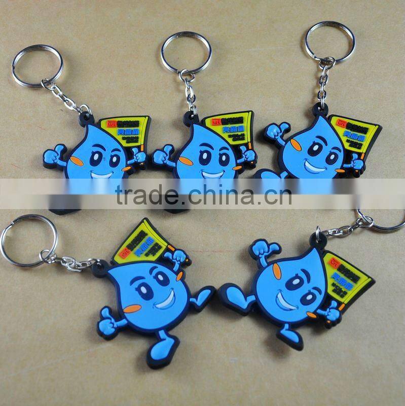 Water drop shape soft pvc keychain/custom keyrings