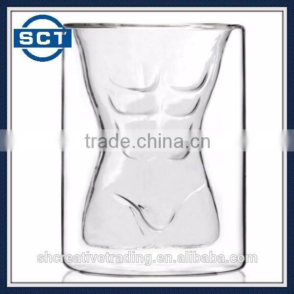 Crystal Muscle Man Mug Whiskey Wine Bar Glass Cup