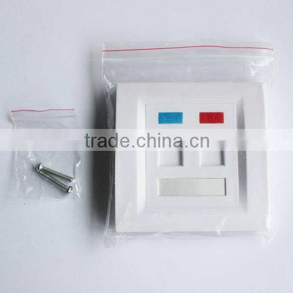 Factory Price Network Dual Port RJ45 Faceplate 86 Type Wall Plate