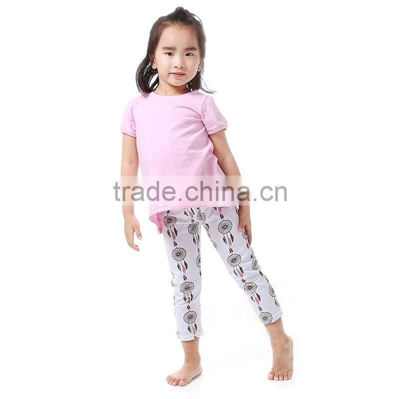 Cheap Baby Clothes Grey & White Striped Top and Ruffle Pants Outfit for Girls