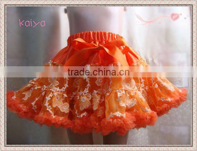 New arrival !! Lovely black princess lace chiffon petti skirt with bow and ruffle