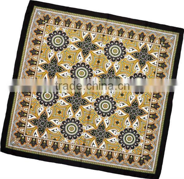 Sunflower Printed Silk Twill Foulard Scarf Orange/Black