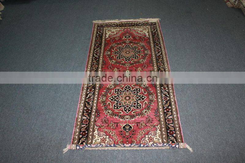 pink silk runner for children room hand knotted in china