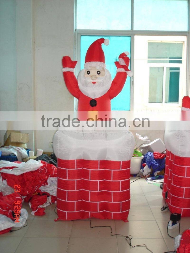 inflatable Christmas decoration Santa in chimney with up and down movement