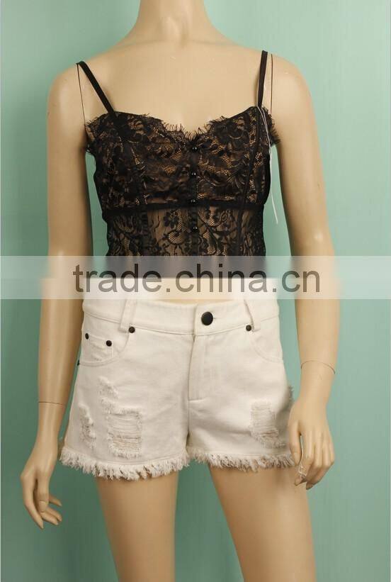 2016 latest Women's blank tops T-shirt underwear spaghetti lace bra vest