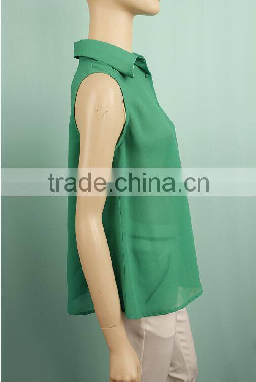 Summer short sleeve stand collar sexy office lady blouse designs WT150332360
