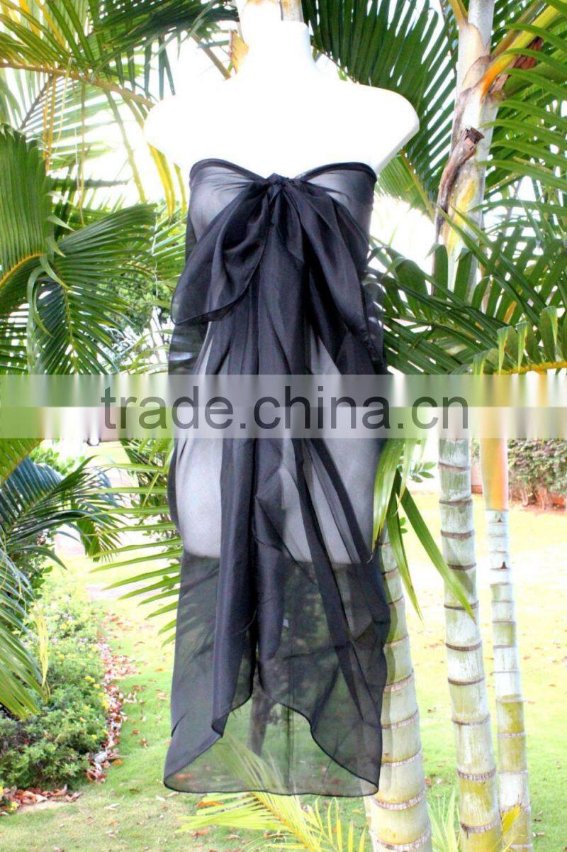 Sheer pareo solid color sarong chiffon material 100*180cm pareo sarong