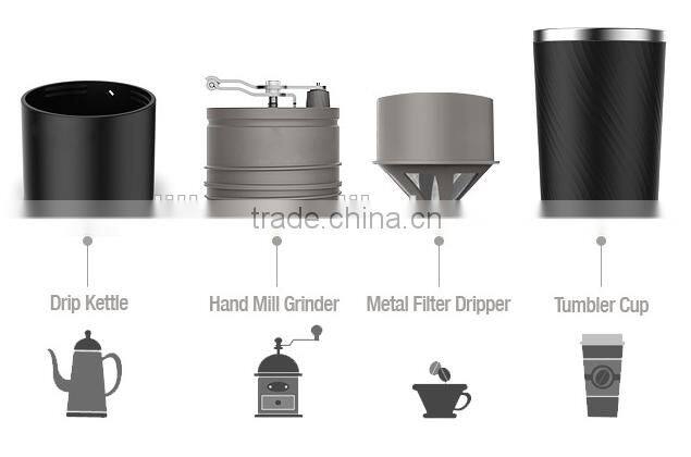 Portable all in one coffee maker with double wall stainless steel tumbler