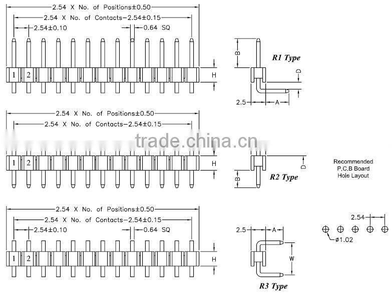 Pitch:2.54mm Pin header Single Row Right Angle Dip Type H=2.54m wire to board terminalm