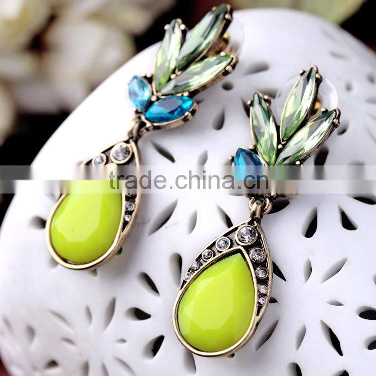 Fluorescence yellow drop acrylic flower shaped latest trends earrings