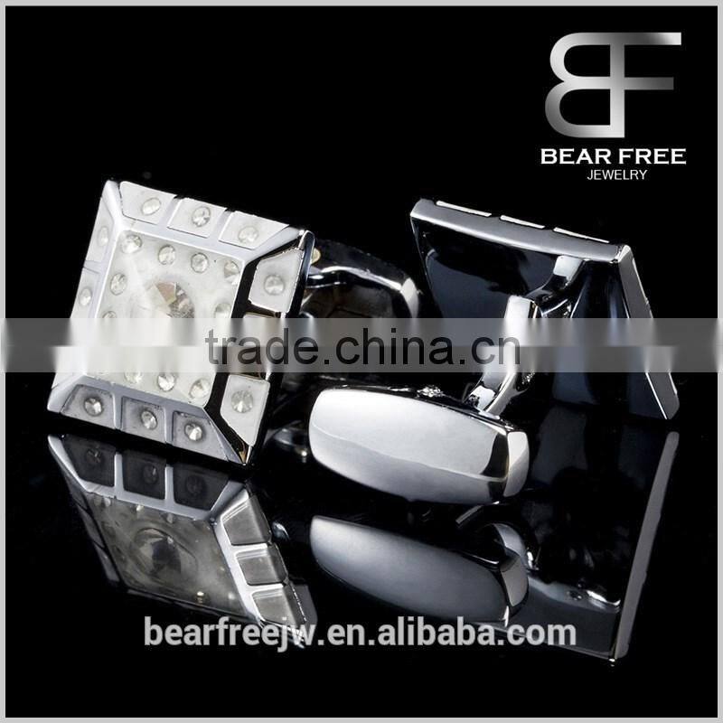 Wholesale Luxury Mens Enamel Cufflinks White CZ Inlaid Cufflinks