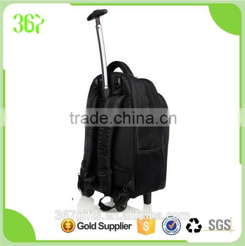 New Design Black Polyester Waterproof Travel Backpack Bag Trolley Luggage