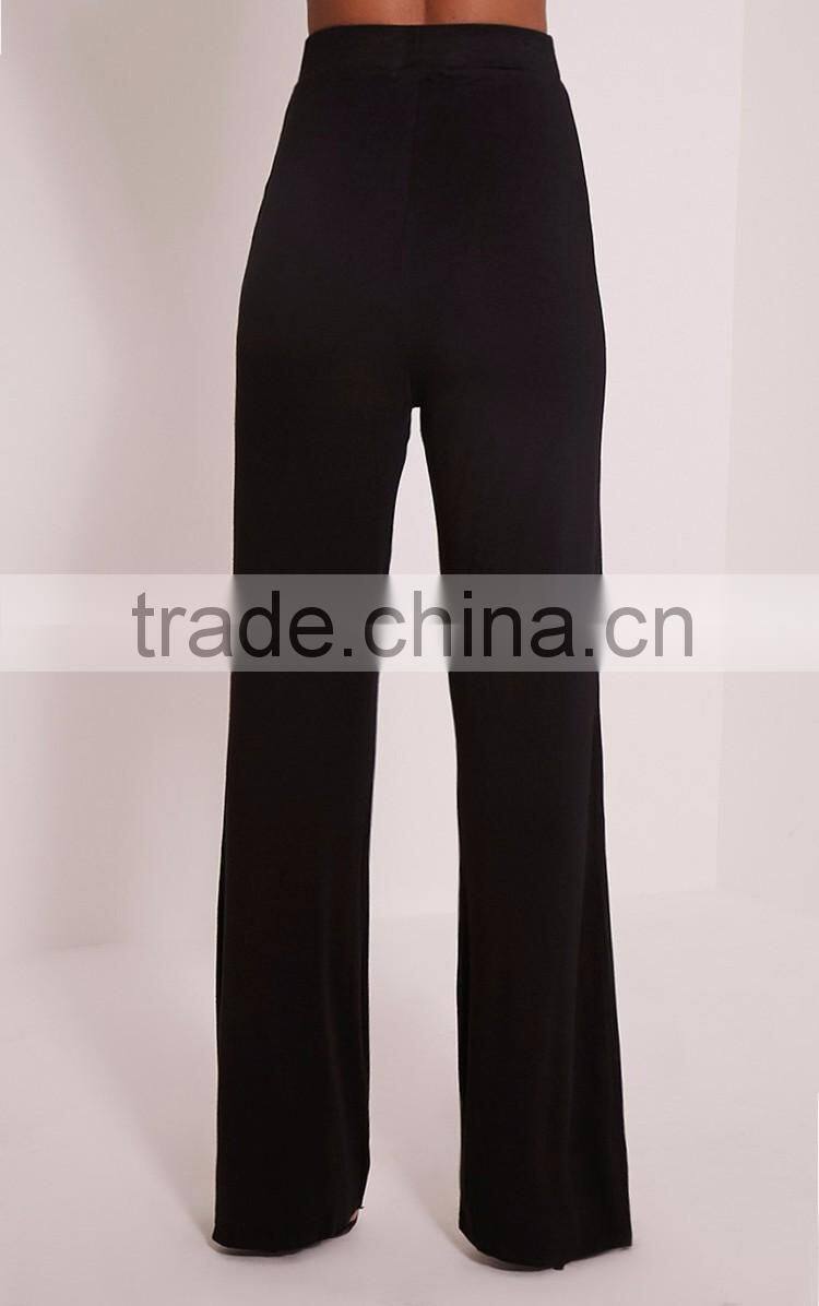 Custom hot sexy slimming women stretch pants, new arrival women black flared trousers