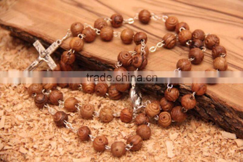 Olive Wood Carved Beads Rosary