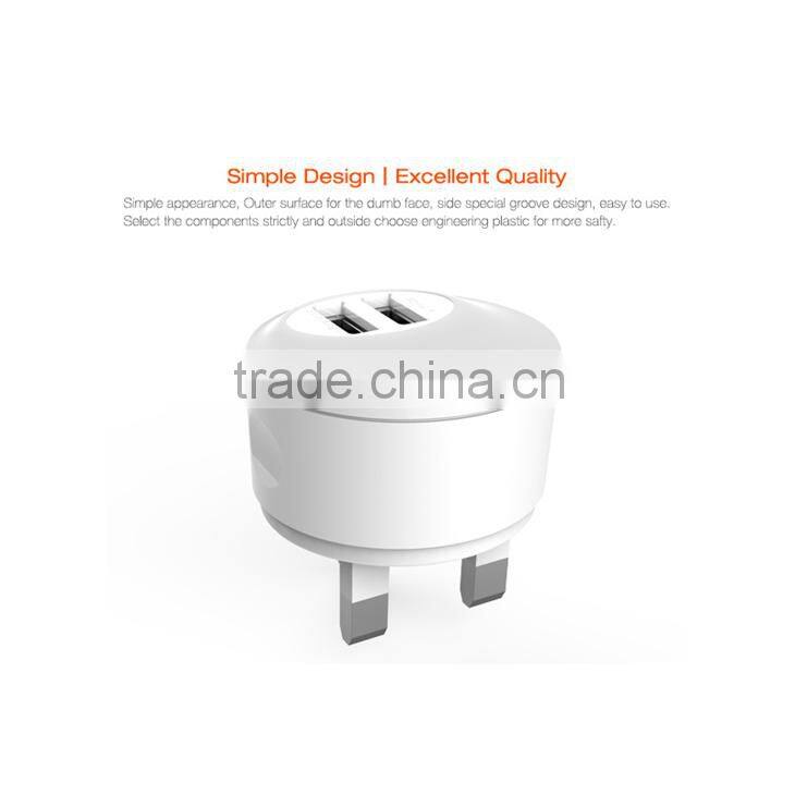 Wholesale Universal Portable 5V 2.1A 2 USB Ports UK Type Mobile Phone Charger