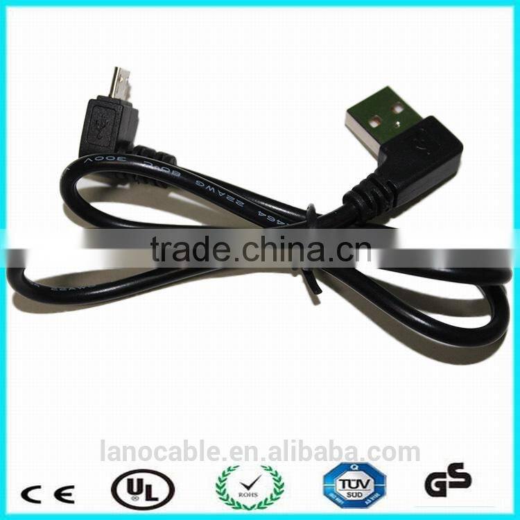 Custom right angle 24awg 2c usb charging cable