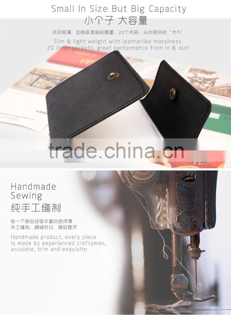 Waterproof Kraft Paper Cover PVC Pocket ID/Business Card Holder With Metal Button Closure