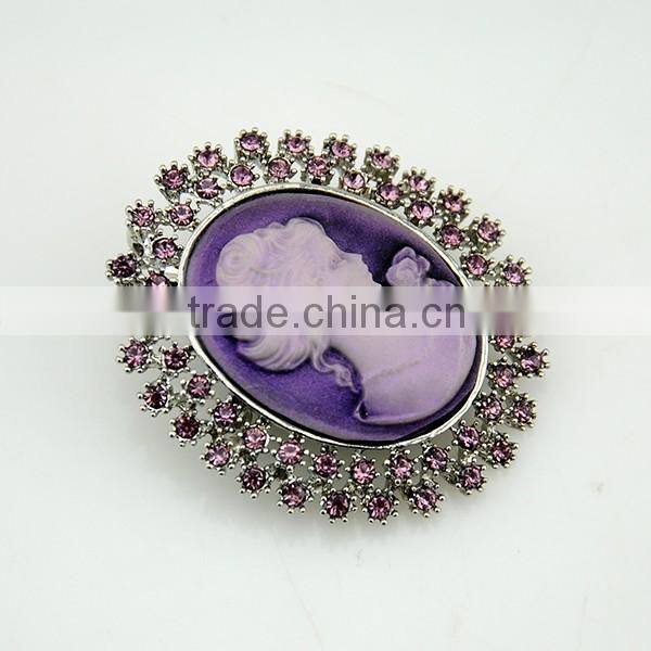 Oval purple diamond elegant goddess drip pictures ex-factory price beauty brooch pin
