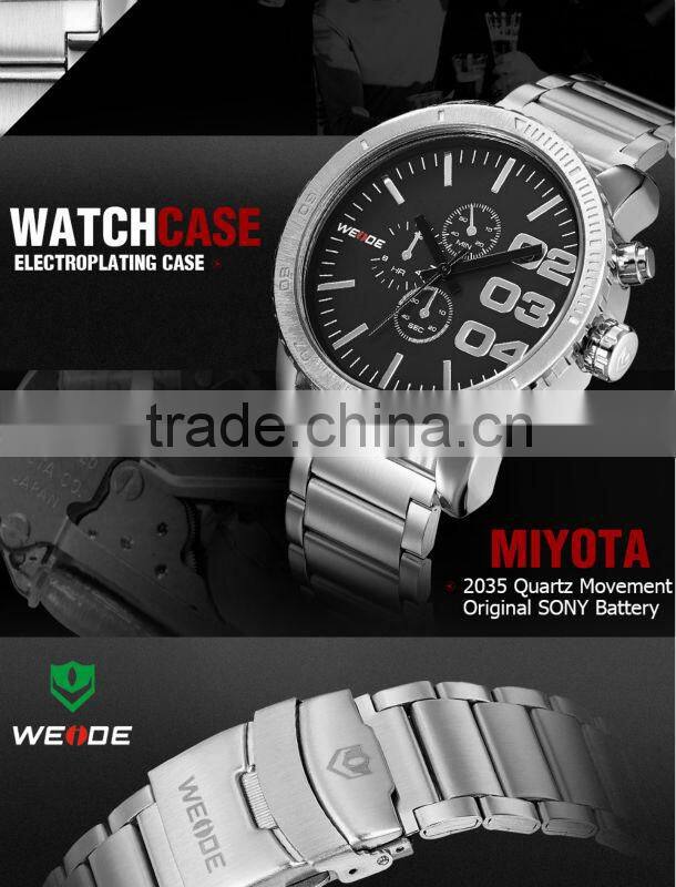 2014 WEIDE Famous Brand Watch Fashion Casual male clock men full steel watch,Japan Miyota Quartz Watches waterproof watch WH3310