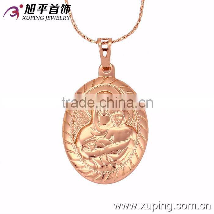 32144 Rose Gold Color Oval Mary Pendant, Mother and Child Pendant jewellry