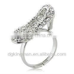 Stylish Real Gold Plated High-heeled Shoe Rings With Shining Diamonds