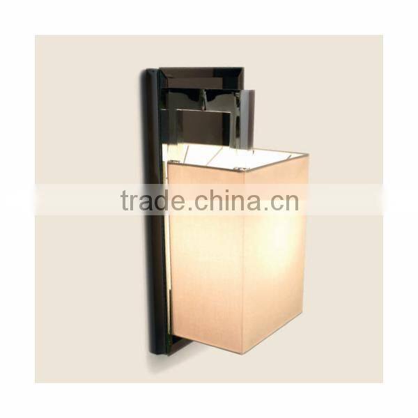 0814-5 Polished chrome Reflector Bevelled mirror Shade White cotton Wall Light for hotel corridors aisle wall