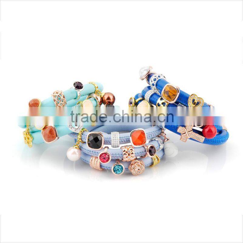 Fashionable Jewelry Women Custom Charm Bracelet Leather