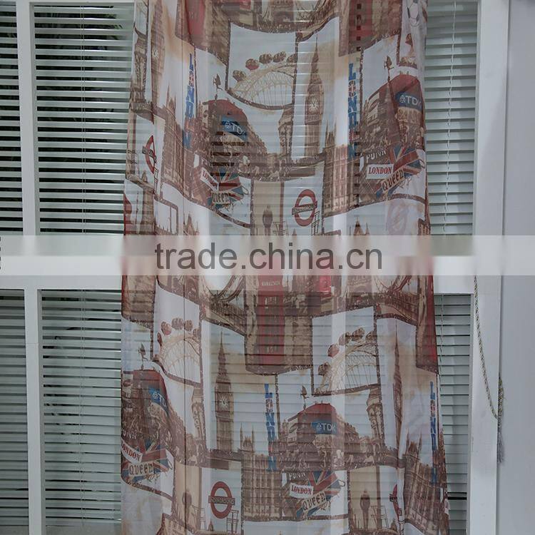 Beautiful London city design baby bedroom digital printed window curtain fabric