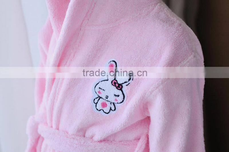 100% Cotton Soft Feel Embroidery Children's Hooded Bathrobe