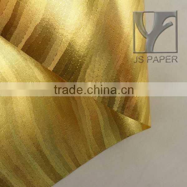 JS New Product Both Side Gold Foil Embossed Wrapping Paper