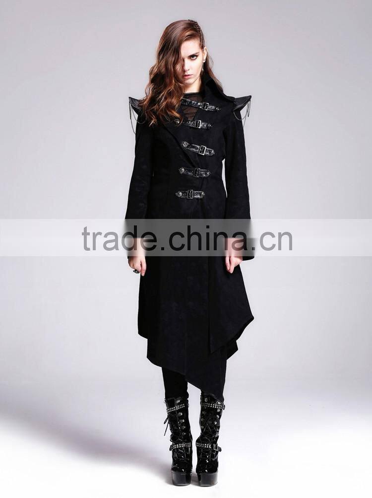 Devil fashion 2015 PUNK gothic long coat black jacket made in China CT014