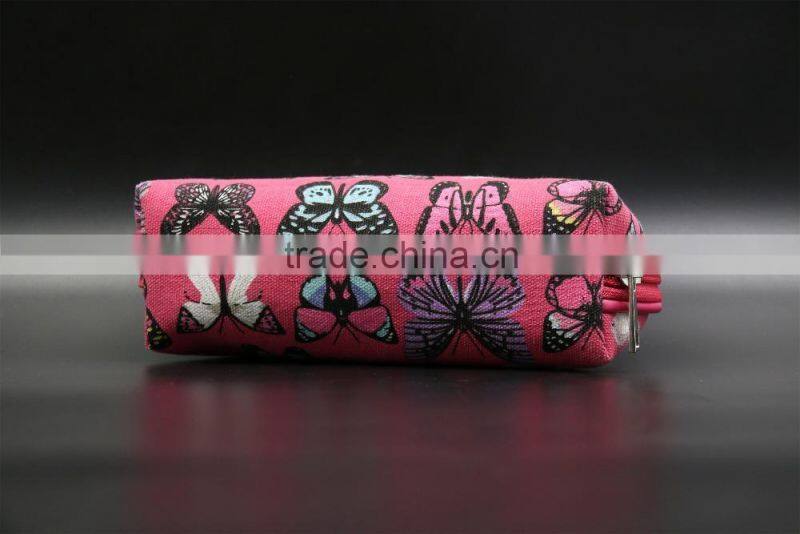 2015 new design wholesale canvas name brand cosmetic bag
