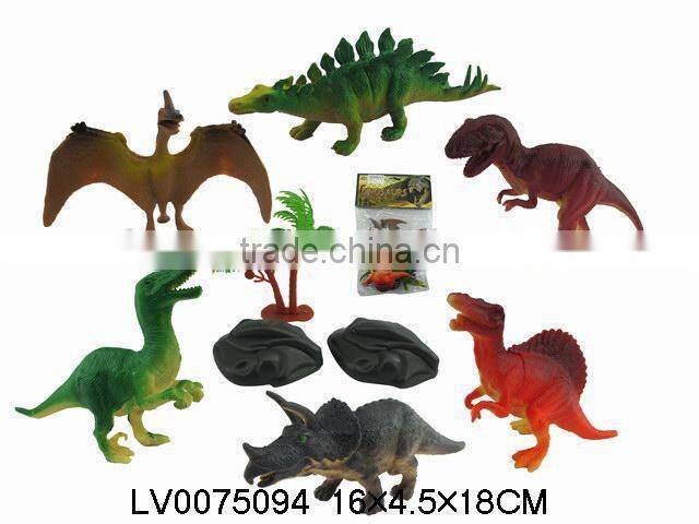 2015 novelty 4" plastic dinosaur toys ,animal toys shantou 6 in 1