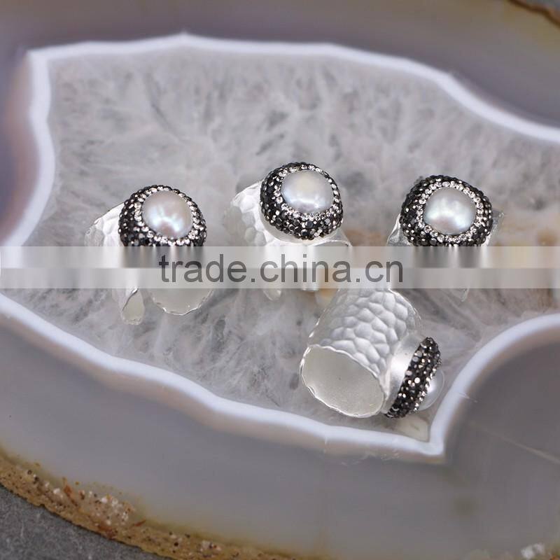 Nature Labradorite / Freshewater Pearl / Red Coral / Turquoise Gemstone Druzy Ring Wholesale