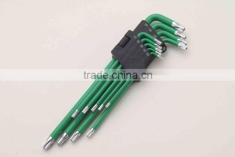 9pcs CR-V Colorful Extra Long Hex Key Wrench Set / Allen Key Set Flat Long