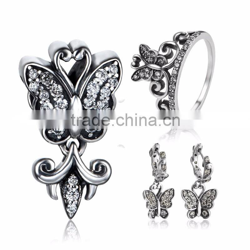 Luxury Silver Jewelry Set Wholesale Sterling Silver Cz Stud Earrings 925 Thailand Silver Earring Fashion Letter Pendant Jewelry