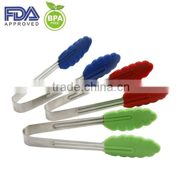 Heat Resistant Food Silicone Tong With Staninless Steel