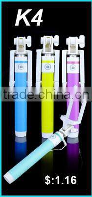 Wholesale wired cable take pole monopod selfie sticks with foldable handheld,foldable monopod Selfie-stick with cable