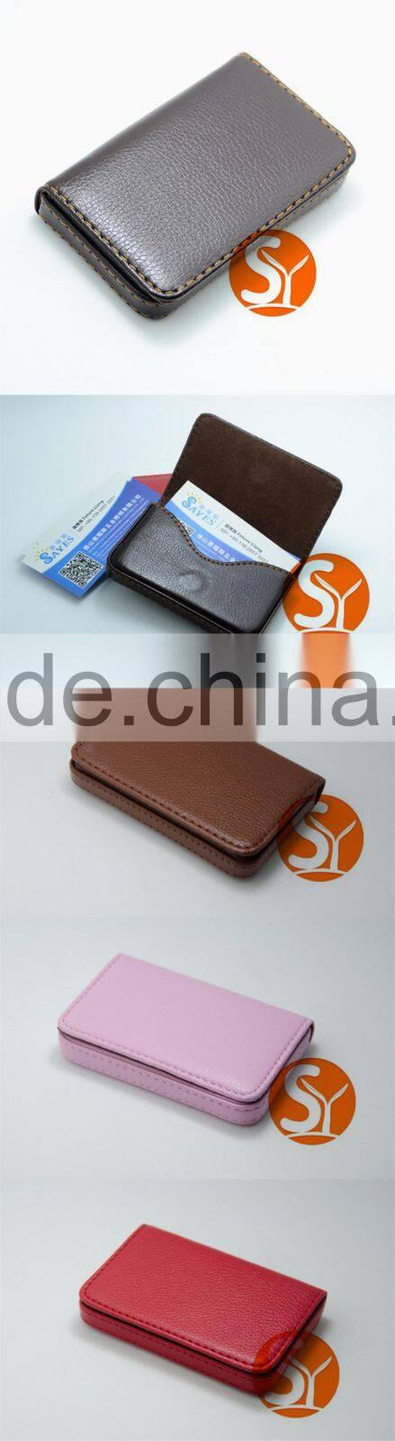 Concise design unisex gender black and brown PU leather credit name card holder with cheap price
