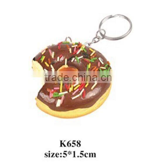 custom donut keychain bread vinyl emulational,oem donut keychain plastic with chocolate,vinyl emulational donut keychain